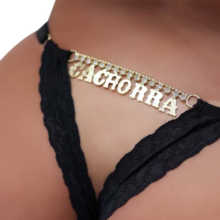 Calcinha Fio Dental Gis Preta com Palavras Strass Tallyta - Imagem 25