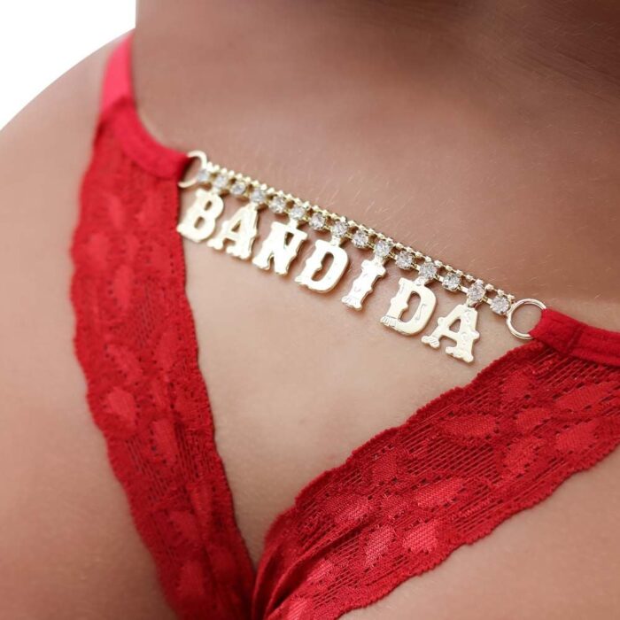 Calcinha Fio Dental Gis Vermelha Palavras Strass - Imagem 9