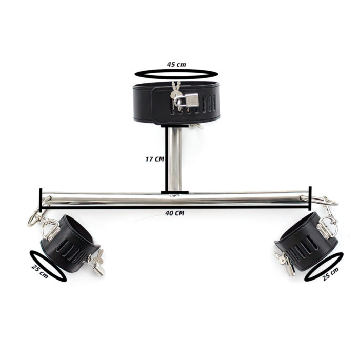 Coleira com algemas e barra de restrição em metal - Imagem 2