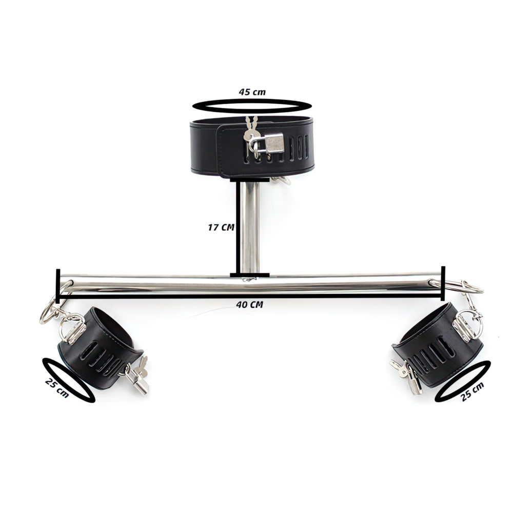 Coleira com algemas e barra de restrição em metal - Imagem 2