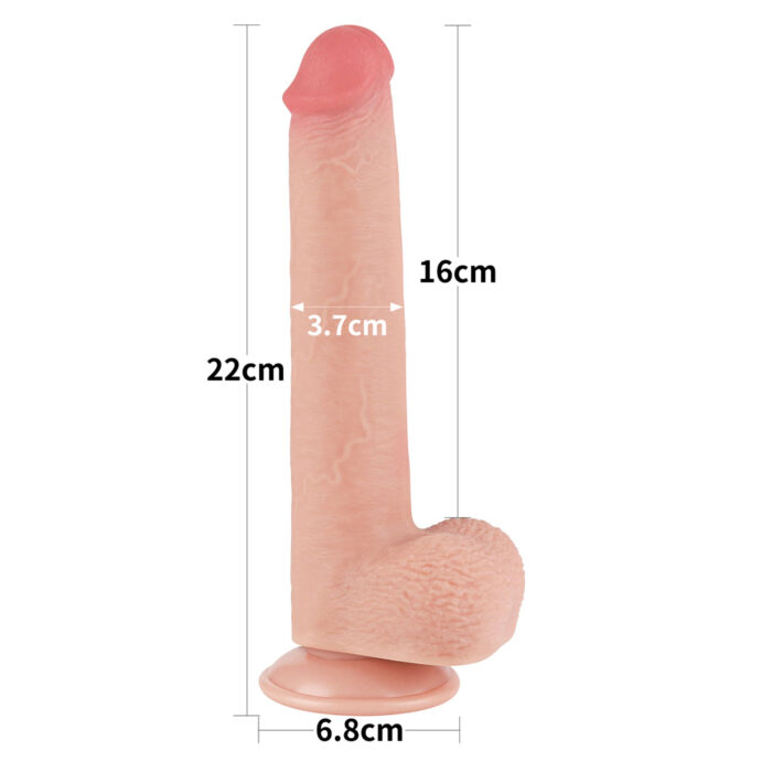Pênis com dupla camada ultra realístico 22x3,7 cm sliding skin dong flesh - Lovetoy - Imagem 7