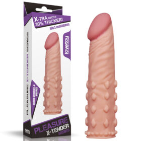 Capa peniana feita em cyberskin lovetoy pleasure x-tender Bege