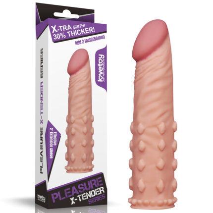 Capa peniana feita em cyberskin lovetoy pleasure x-tender Bege
