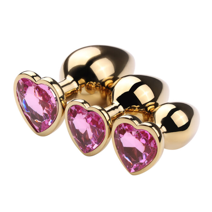 Plug Anal Grande Aço Dourado Coração - Imagem 2