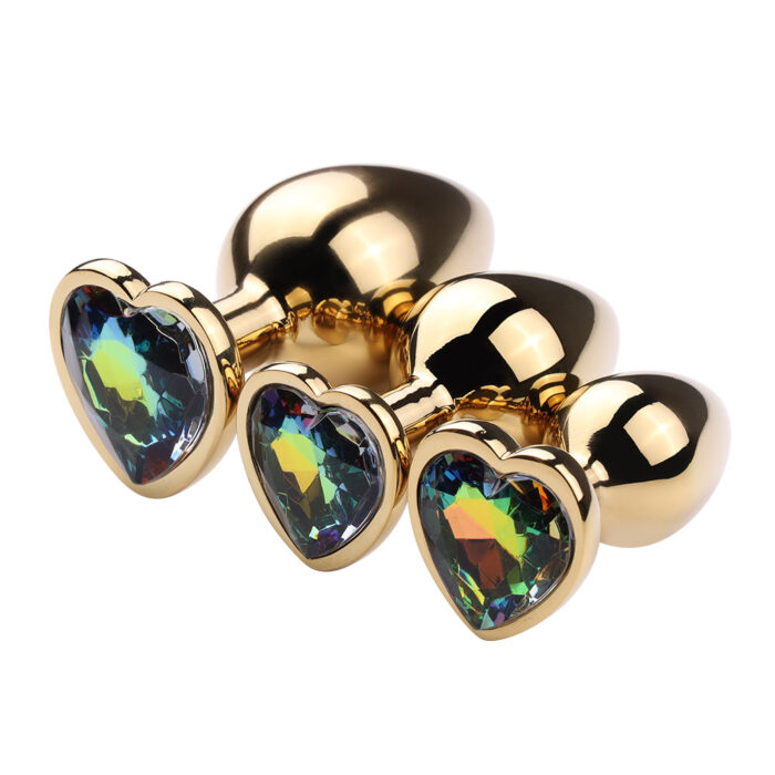 Plug Anal Grande Aço Dourado Coração - Imagem 3