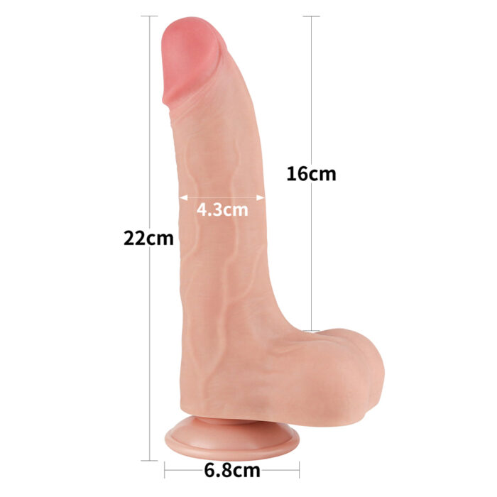 Protese em formato de Pênis ultra Realístico 22x4,3 cm Sliding com dupla camada Dong Flesh - Lovetoy - Imagem 6