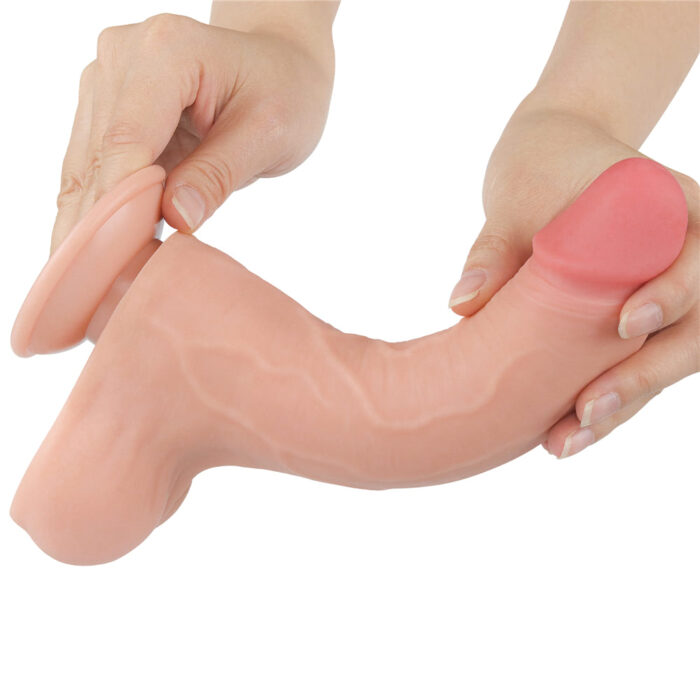 Protese em formato de Pênis ultra Realístico 22x4,3 cm Sliding com dupla camada Dong Flesh - Lovetoy - Imagem 5