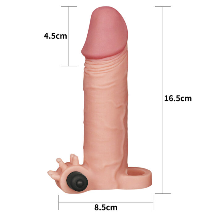 Capa Peniana ultra Realística em cyberskin com Vibrador e Anel 17,5cm - Imagem 3