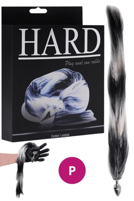 Plug Anal pequeno Metal Cor Cromado Rabo Degradê preto Hard Metal