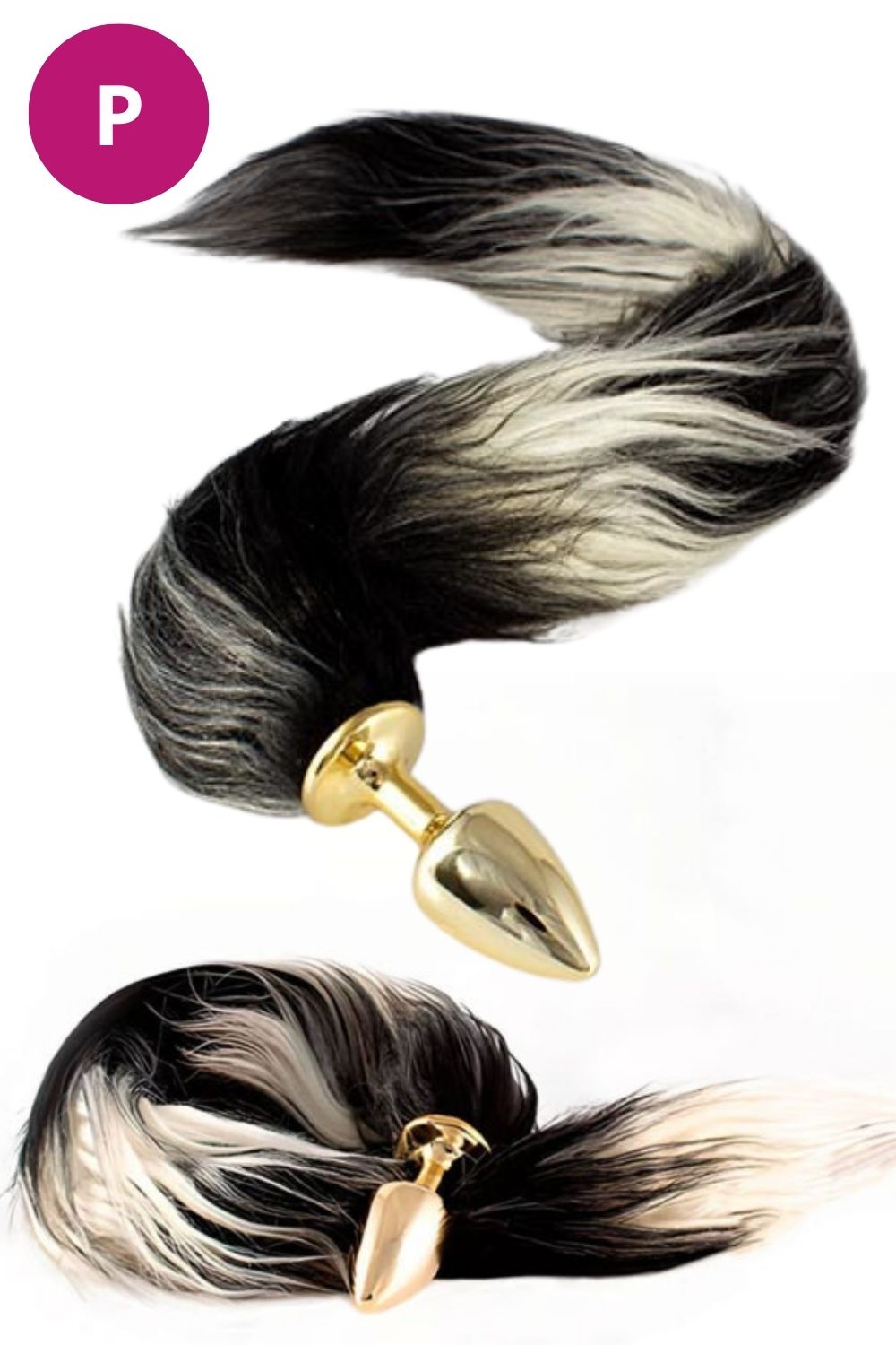 Plug Anal pequeno Rabo Degradê preto Metal Cor Dourado Hard