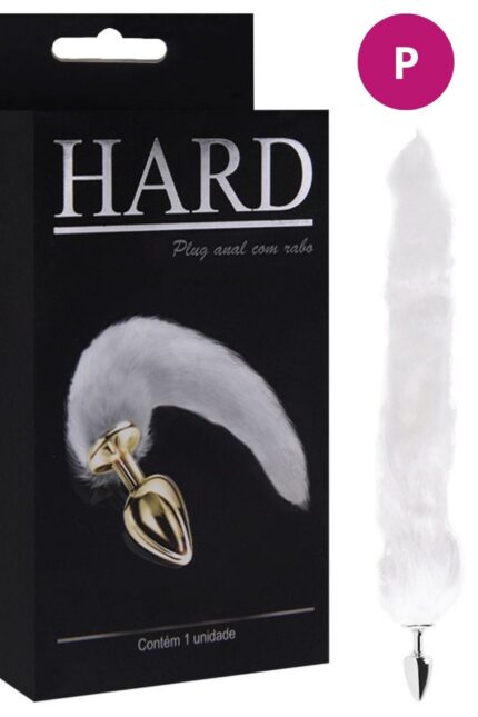 Plug Anal em Metal Cromado com Rabo Longo Branco - Hard