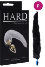 Plug Anal pequeno feito em Metal Azul com Rabo Longo Preto - Hard