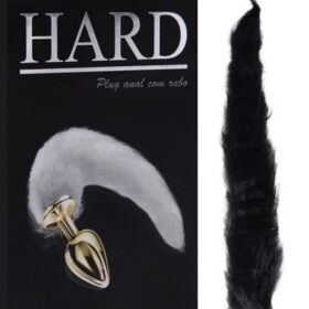 Plug Anal pequeno feito em Metal Azul com Rabo Longo Preto - Hard