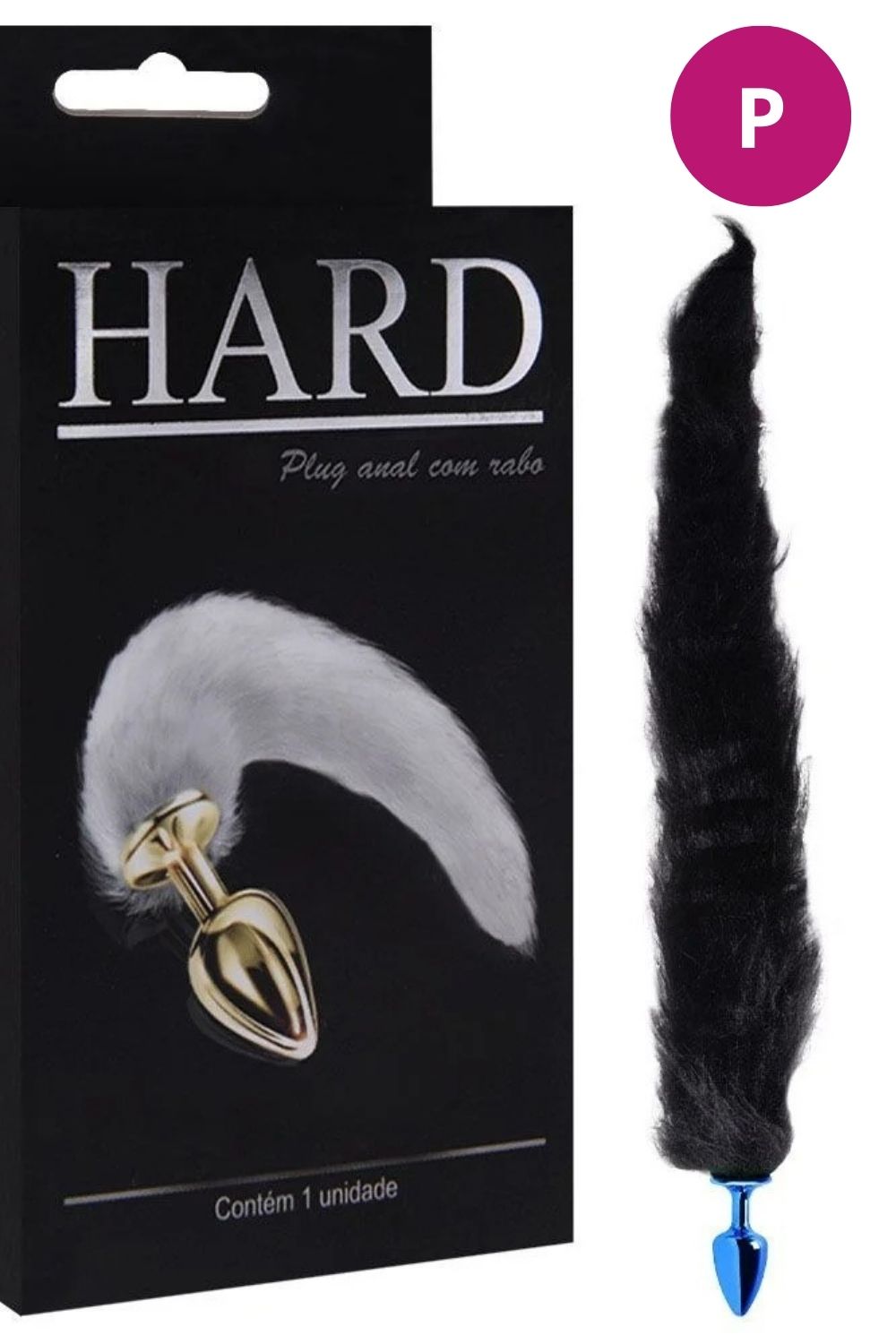Plug Anal pequeno feito em Metal Azul com Rabo Longo Preto - Hard