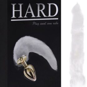 Plug Anal pequeno feito em Metal Azul com Rabo Longo Branco - Hard