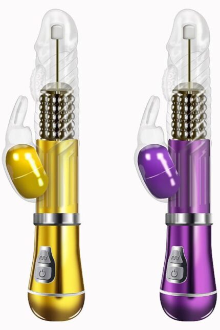 Vibrador Rotativo de Coelho com estimulação do ponto G Cromado - À Pilha