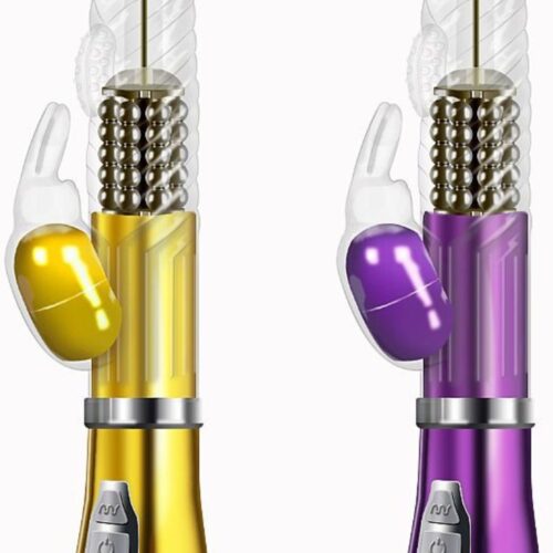 Vibrador Rotativo de Coelho com estimulação do ponto G Cromado - À Pilha