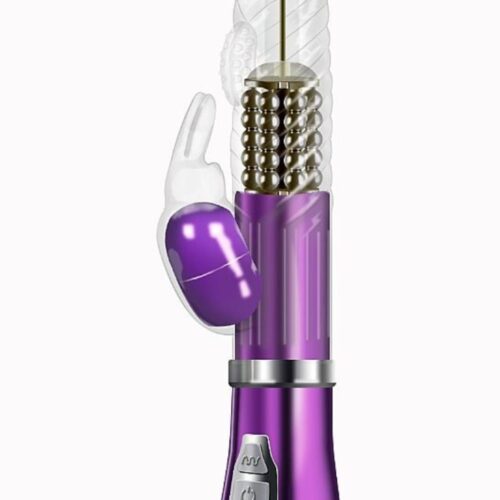 Alternative view of Vibrador Rotativo de Coelho com estimulação do ponto G Cromado - À Pilha