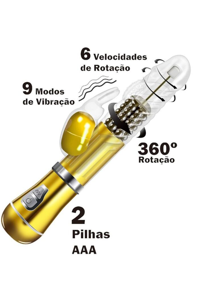Vibrador Rotativo de Coelho com estimulação do ponto G Cromado - À Pilha - Imagem 7