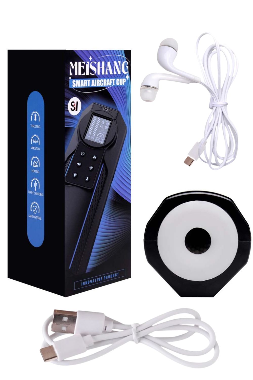 Meishang Masturbador Lanterna com Vai e Vem e Voz com Led 10 Modos de Vibração - Imagem 7