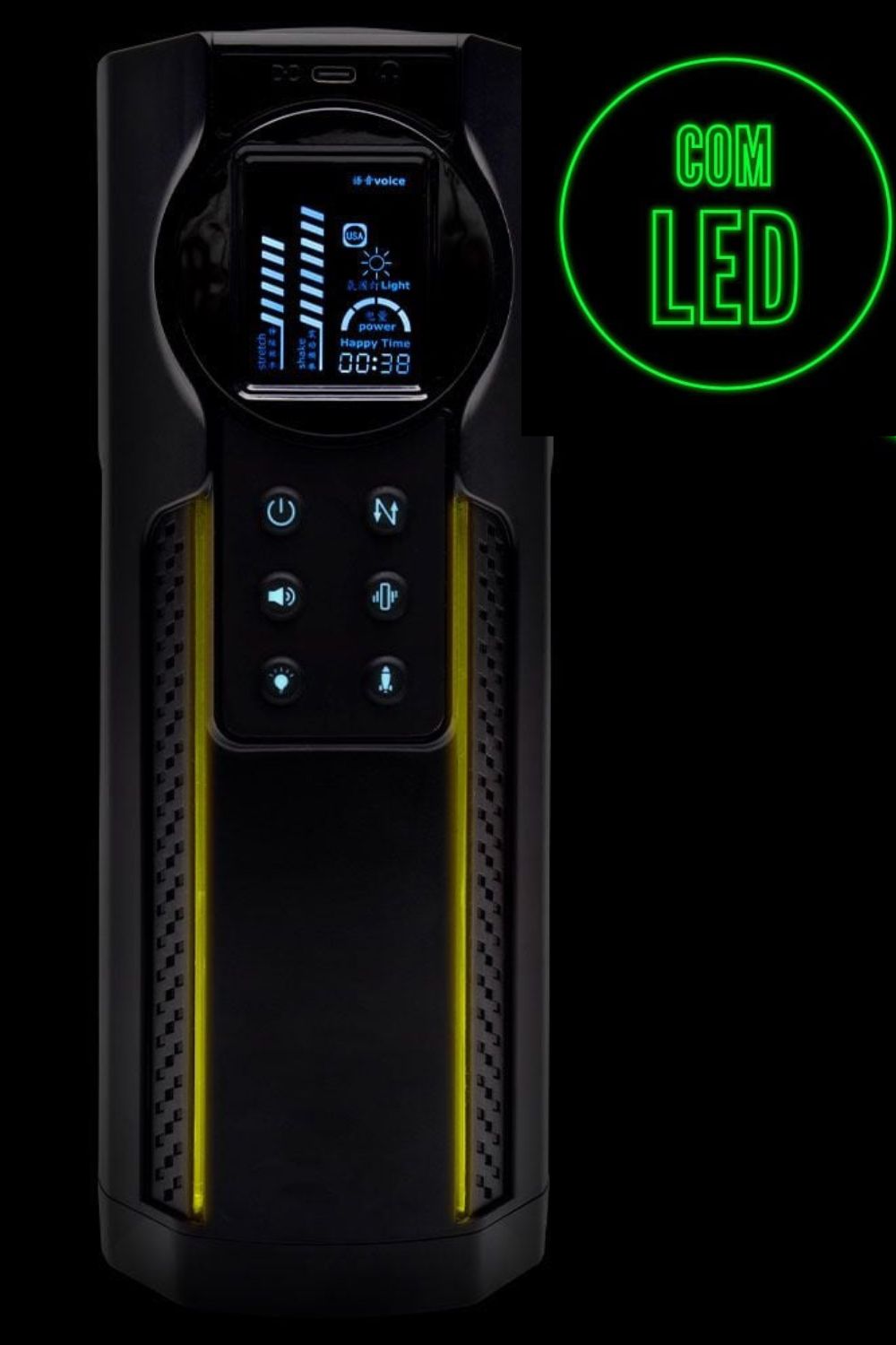 Meishang Masturbador Lanterna com Vai e Vem e Voz com Led 10 Modos de Vibração - Imagem 3