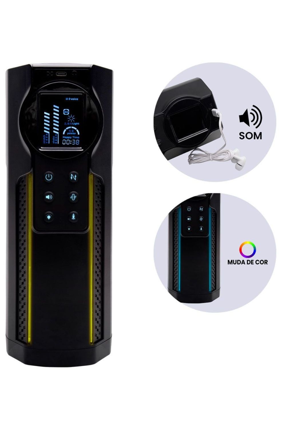 Meishang Masturbador Lanterna com Vai e Vem e Voz com Led 10 Modos de Vibração - Imagem 5