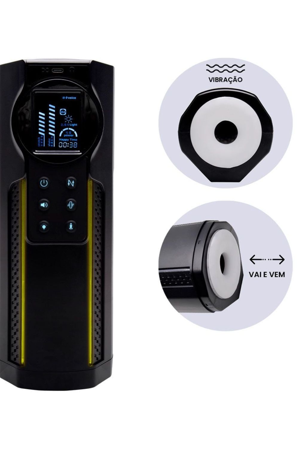 Meishang Masturbador Lanterna com Vai e Vem e Voz com Led 10 Modos de Vibração - Imagem 6