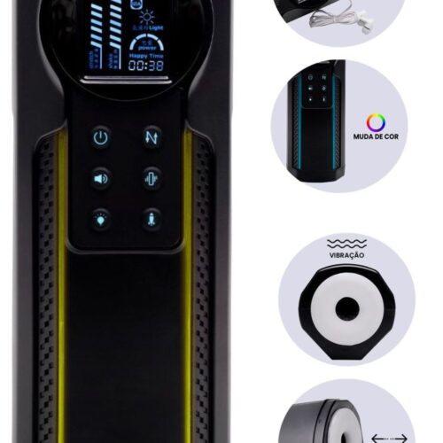 Meishang Masturbador Lanterna com Vai e Vem e Voz com Led 10 Modos de Vibração