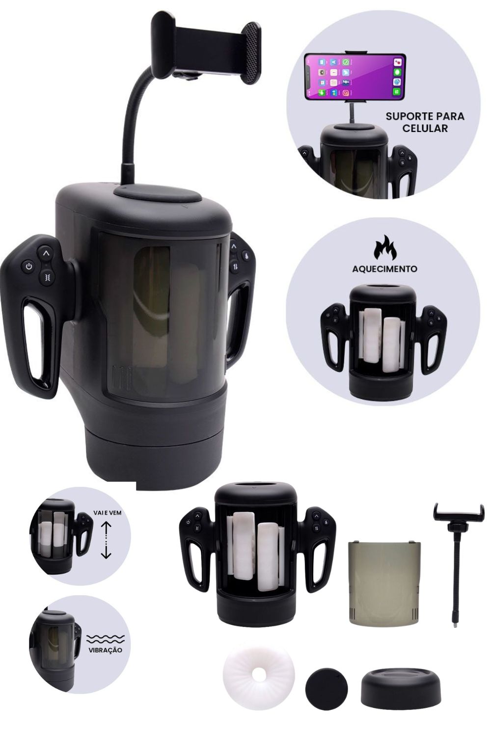 Masturbador Lanterna Com Suporte Para Celular Game Sex - Imagem 4