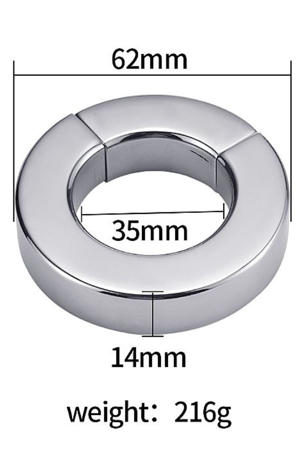 Anel Peniano de Aço Inoxidável com fecho de ímã - 3,5 x 1,4 cm - Imagem 2