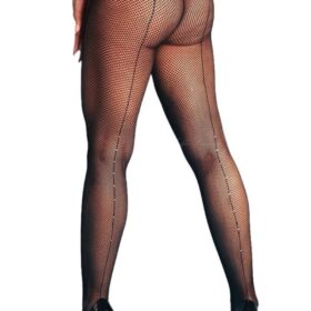 Meia Calça Arrastão com Detalhes de Risca Atrás