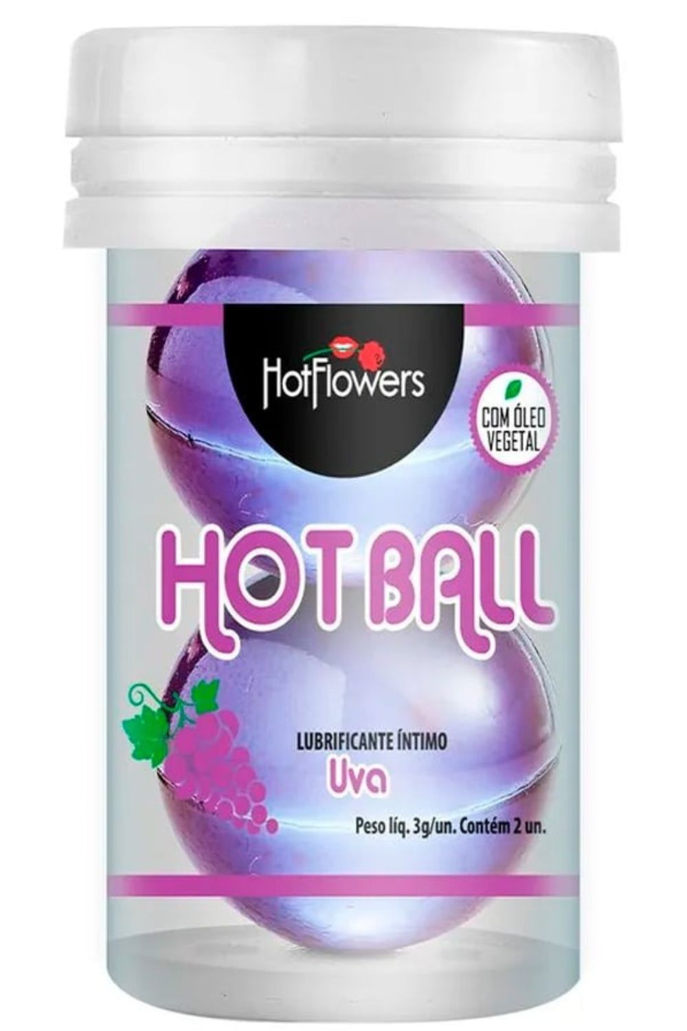 Bolinha Hot Ball Beija Muito Dupla Uva - Com Óleo de Girassol