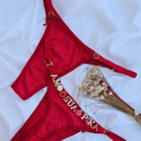 Calcinha fio vermelha personalizável todo na microfibra