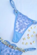 Calcinha Azul místico fio personalizável borboleta tule coração - Imagem 2