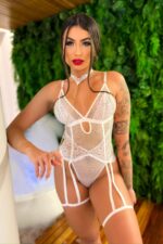 Body branco sem bojo com ligas e persex, perola nas costas - Imagem 5