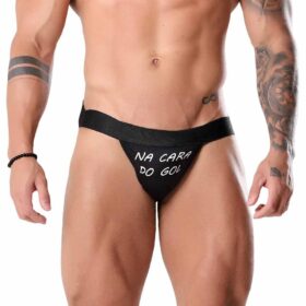 Cueca Jockstrap na cara do gol Fetiche Preta Tallyta