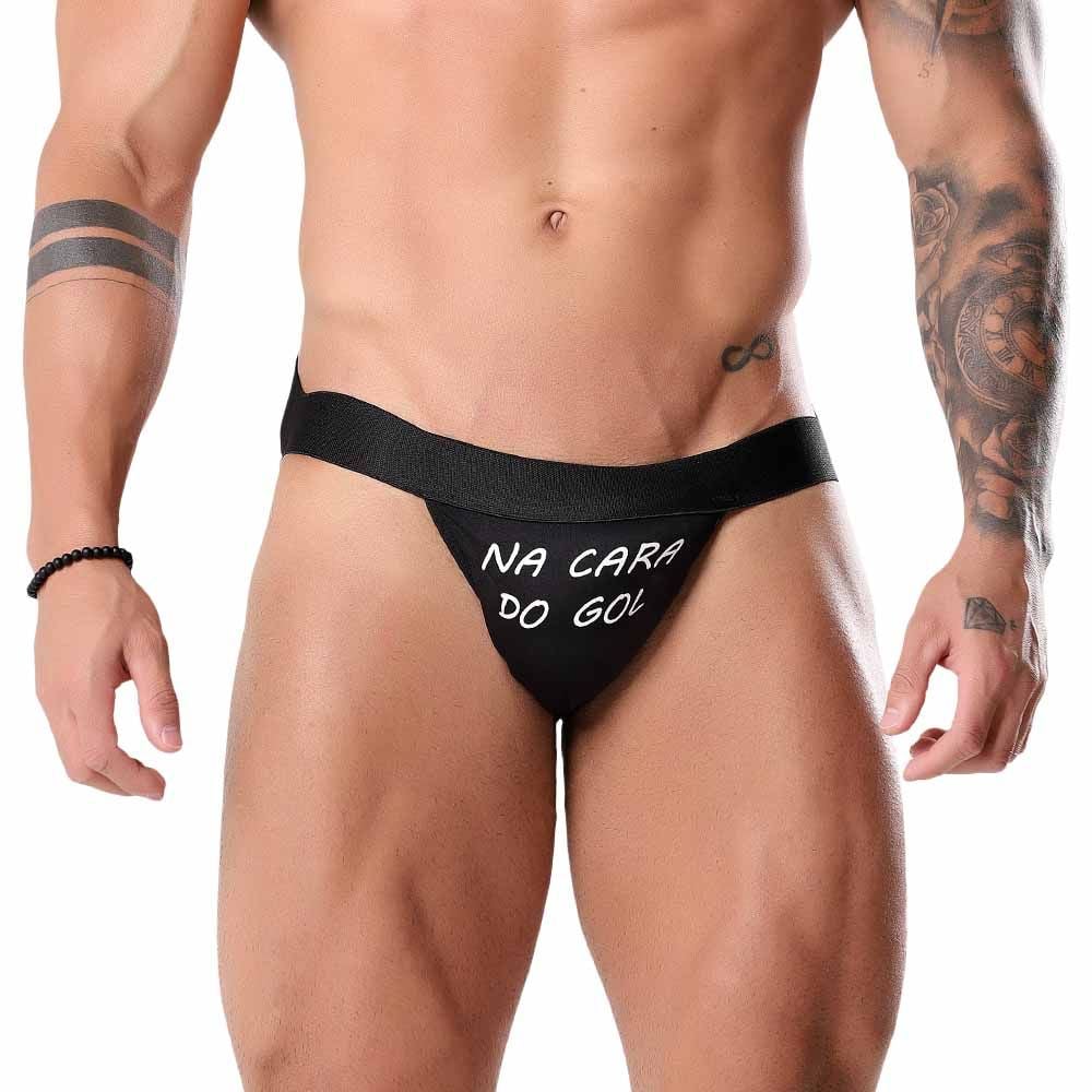 Cueca Jockstrap na cara do gol Fetiche Preta Tallyta