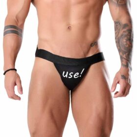 Cueca Jockstrap com frase Use Preta Tallyta