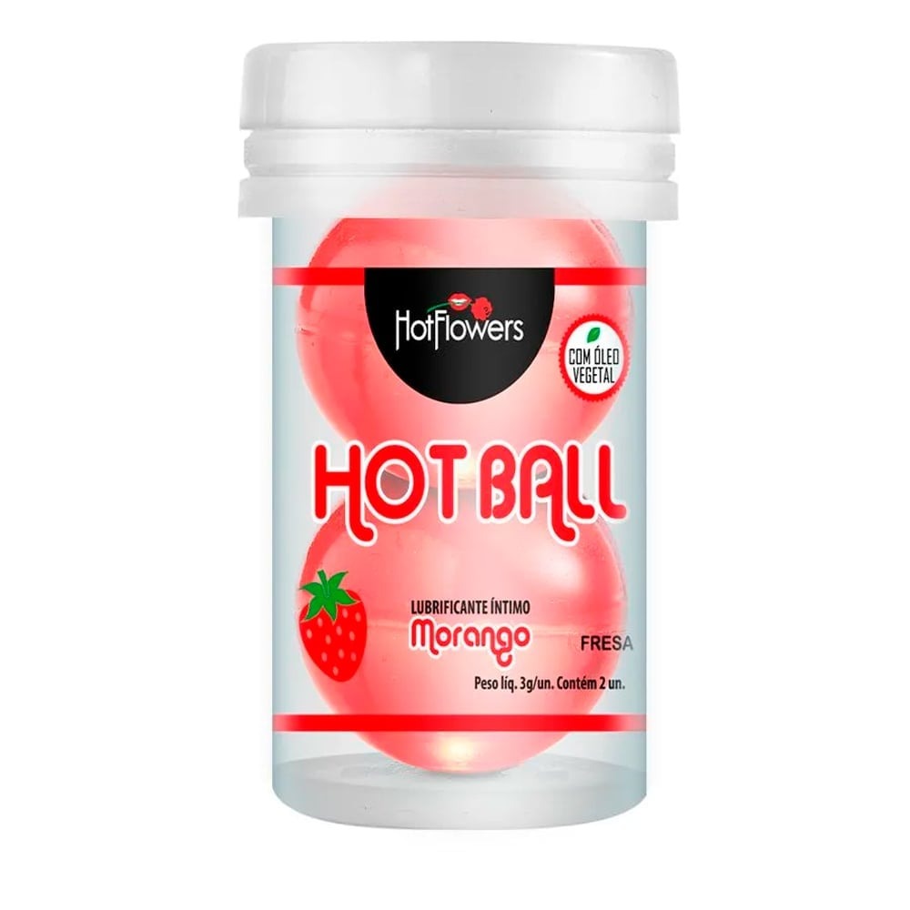 Bolinha Hot Ball Beija Muito Dupla Morango - Com Óleo de Girassol