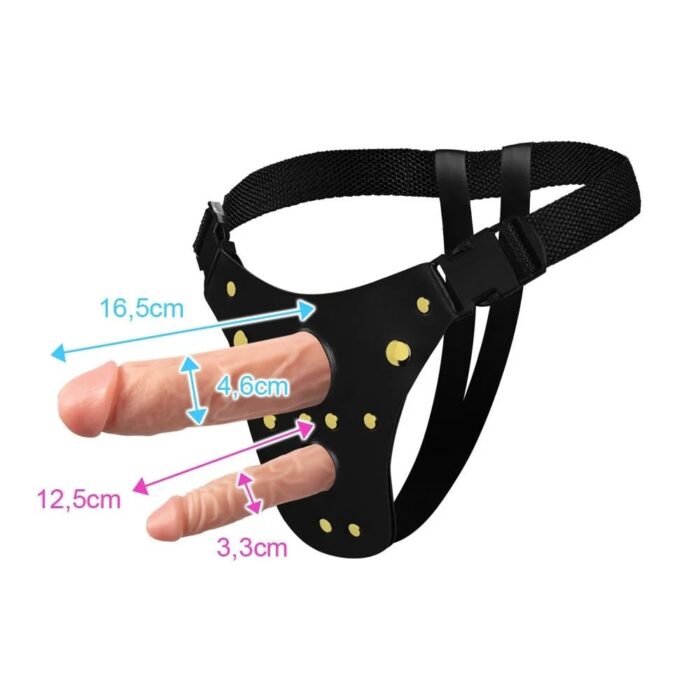 Cinta Dupla Em Couro Sintético Com 2 Pênis 16,5 x 4,5 e 12,5 x 3,5cm - Imagem 6