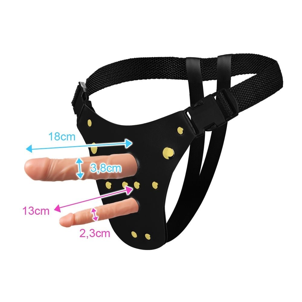 Cinta Strap-On Ativa Dp Com Duas Próteses de 18x3,8cm e 13x2,3cm - Imagem 6