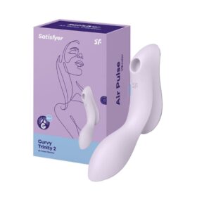 Vibrador de clitóris e ponto g recarregável com motor duplo 11 ondas de pressão e 12 vibração – Satisfyer curvy trinit 2