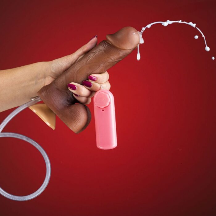 Pênis Real Dick Ultra Realístico Ejaculatório Com Escroto, Vibro e Ventosa 18 X 4,4 cm - Imagem 4