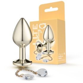 Lite Plug anal Dourado Médio com Pingente