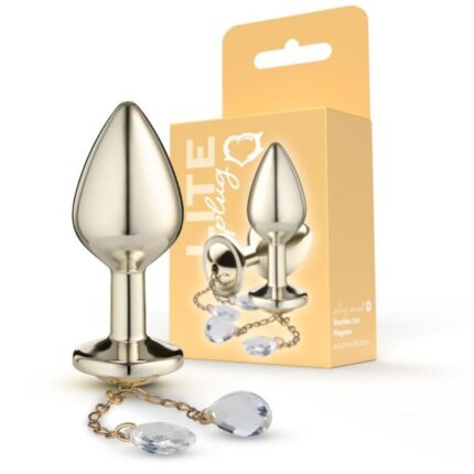 Lite Plug anal Dourado Médio com Pingente