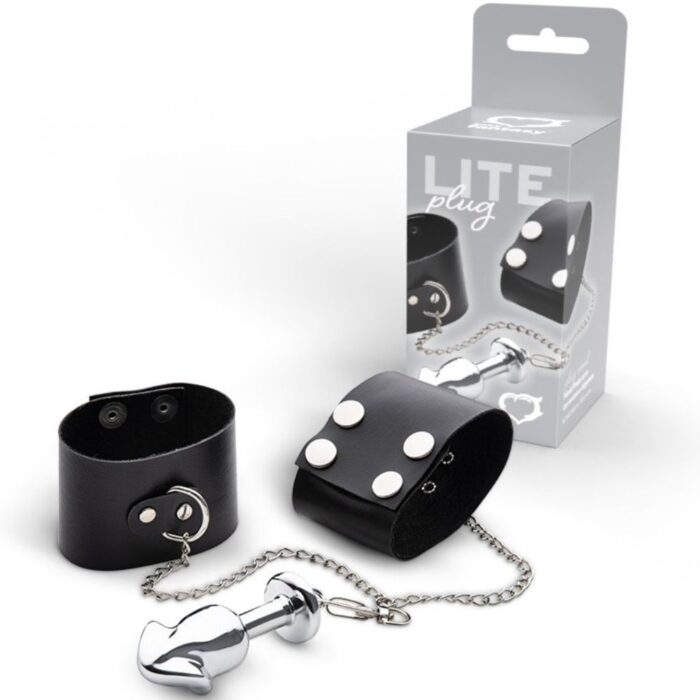 Lite Plug Prata Pênis com Correntes e Algema