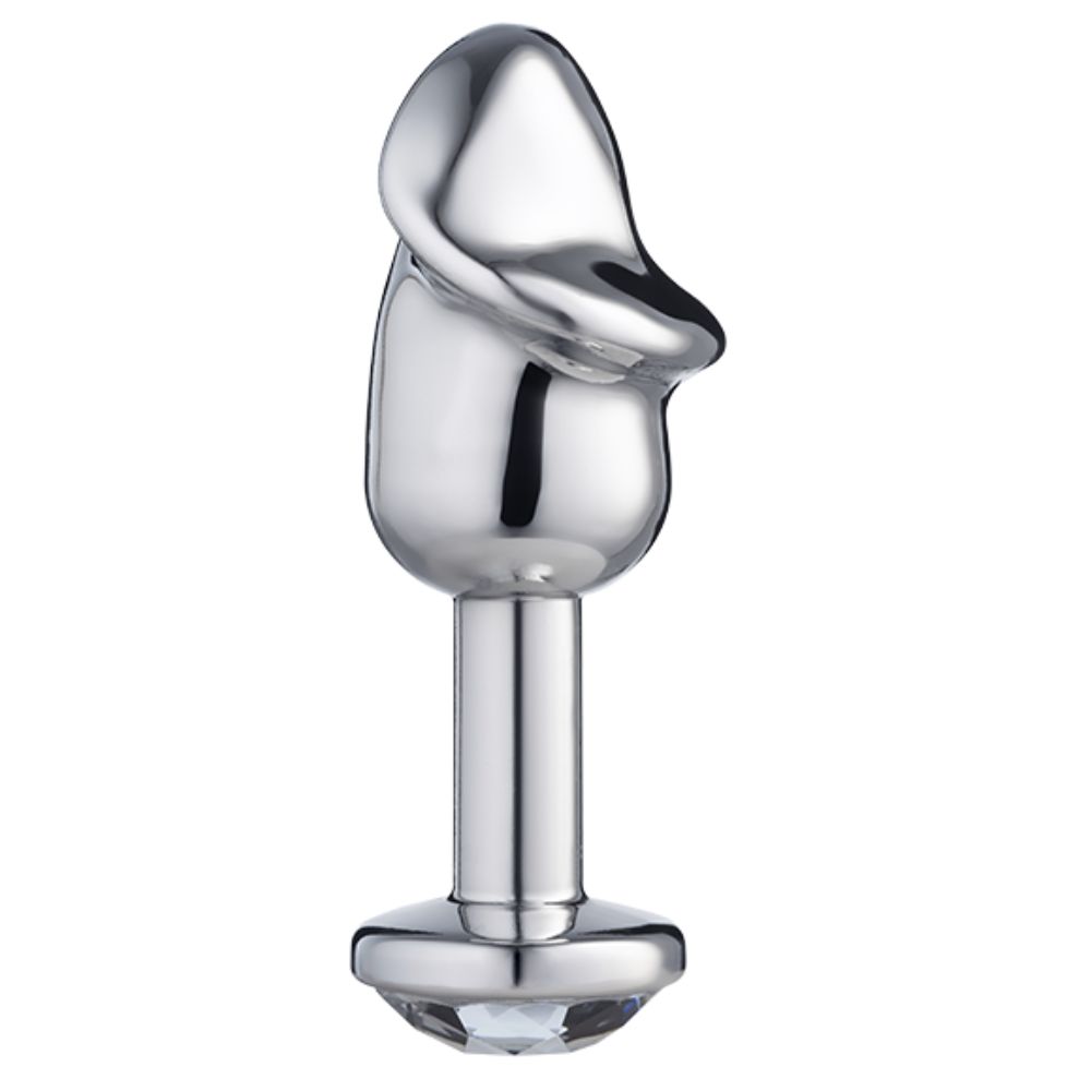 Lite Plug anal Prata Pênis com Pedra Cristal - Imagem 2