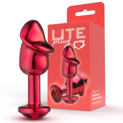 Lite Plug anal Vermelho Pênis com Pedra Vermelha