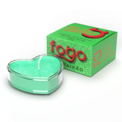 Vela Fogo da Paixão Com Glitter Aroma Maçã Verde