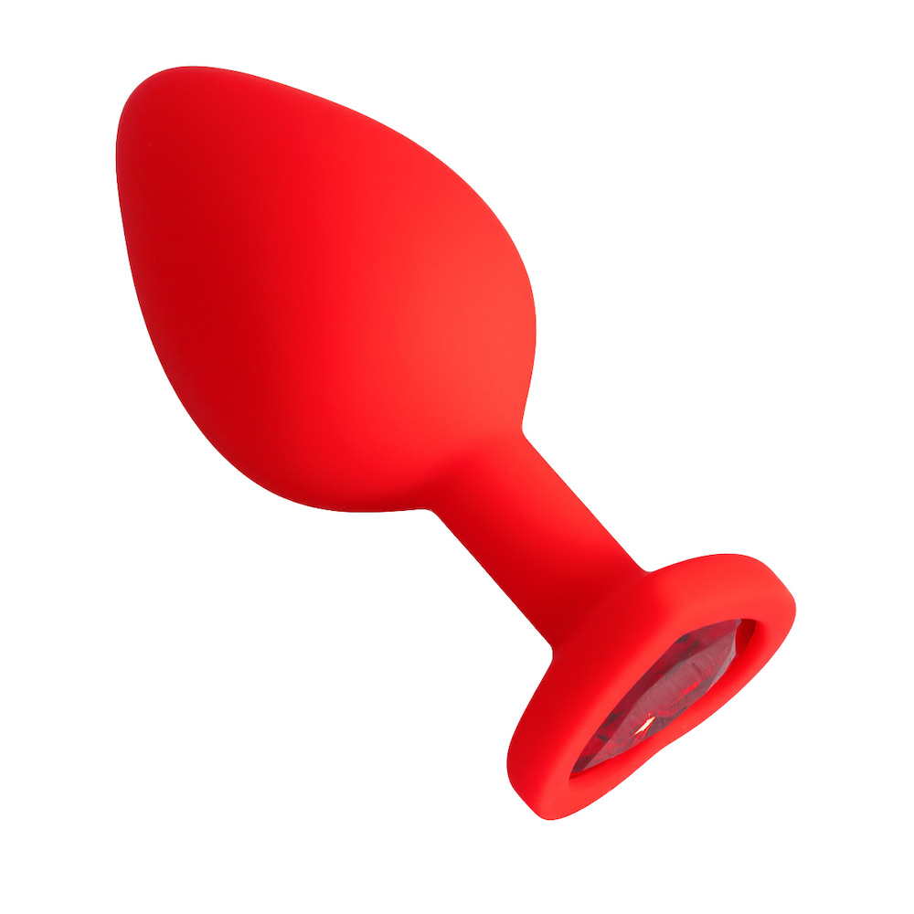 Plug Jóia em Silicone Vermelho com Base em Formato de Coração - Tamanho G - Imagem 8